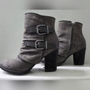 Not Rated Charcoal Ankle Boots with Double Buckle